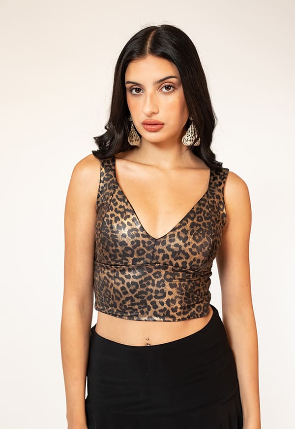 Crop Top Vera Animal Print Glitter Natalia Seguel