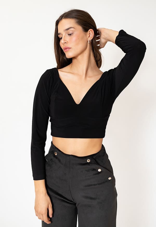 Crop Top Vera Long Black Natalia Seguel