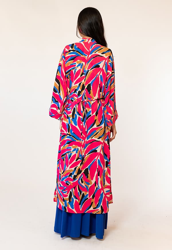 Long Kimono Fuchsia Leaves Natalia Seguel