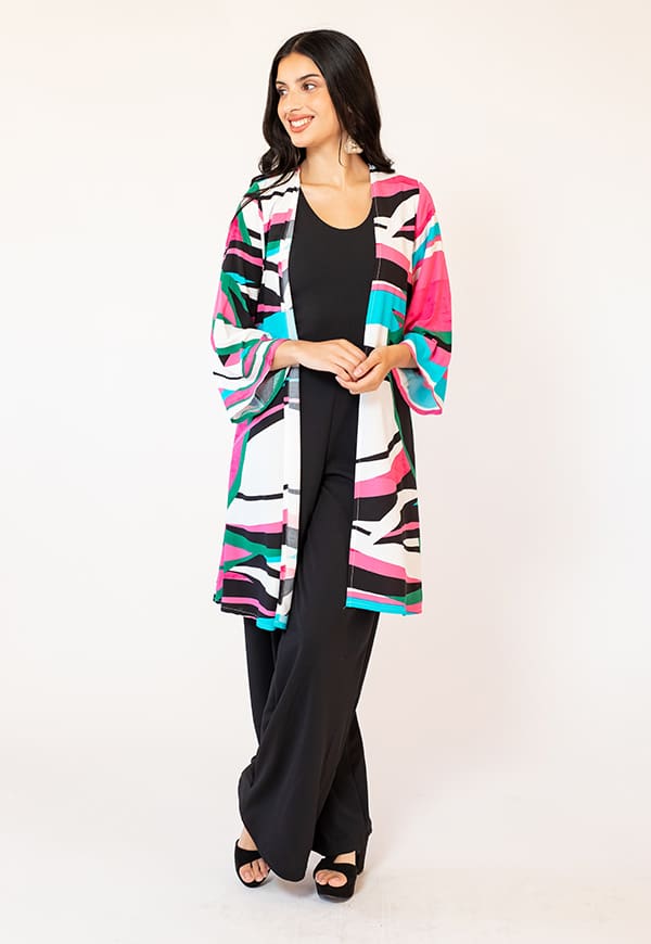 Kimono Fuchsia Blue Lines Natalia Seguel