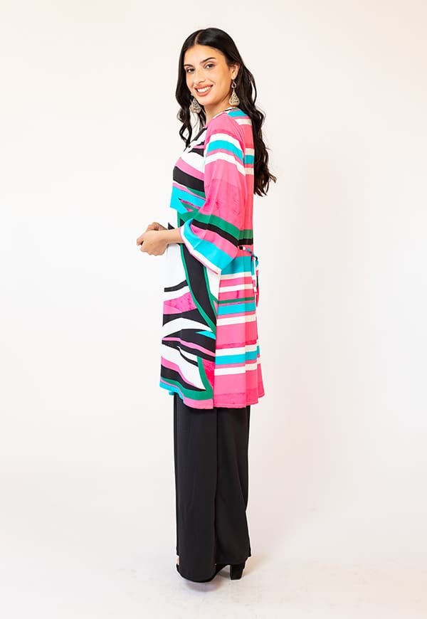 Kimono Fuchsia Blue Lines Natalia Seguel