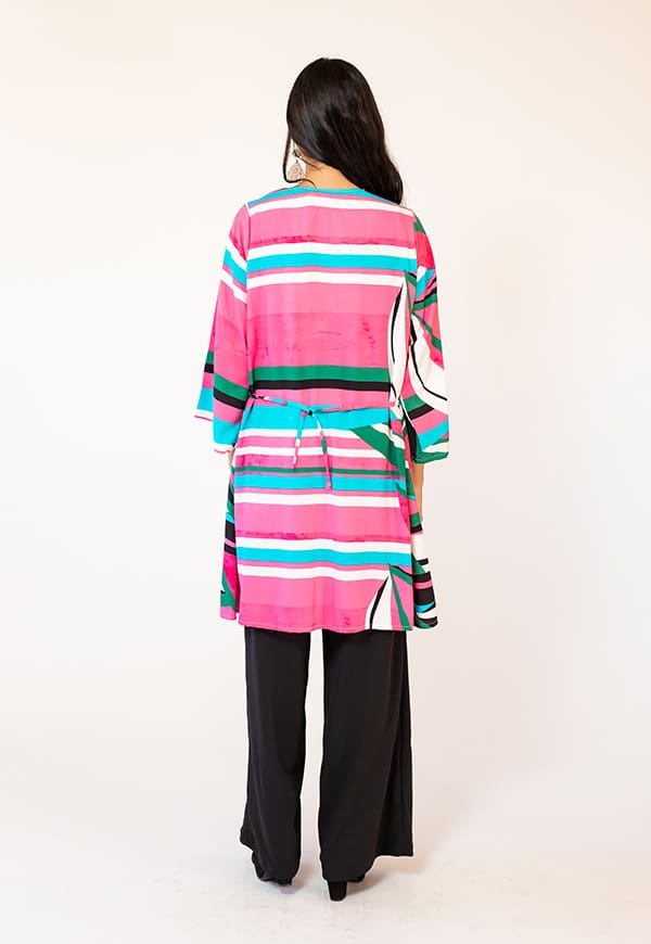 Kimono Fuchsia Blue Lines Natalia Seguel