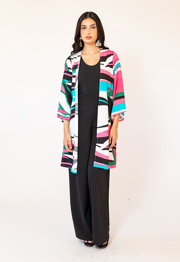 Kimono Fuchsia Blue Lines Natalia Seguel