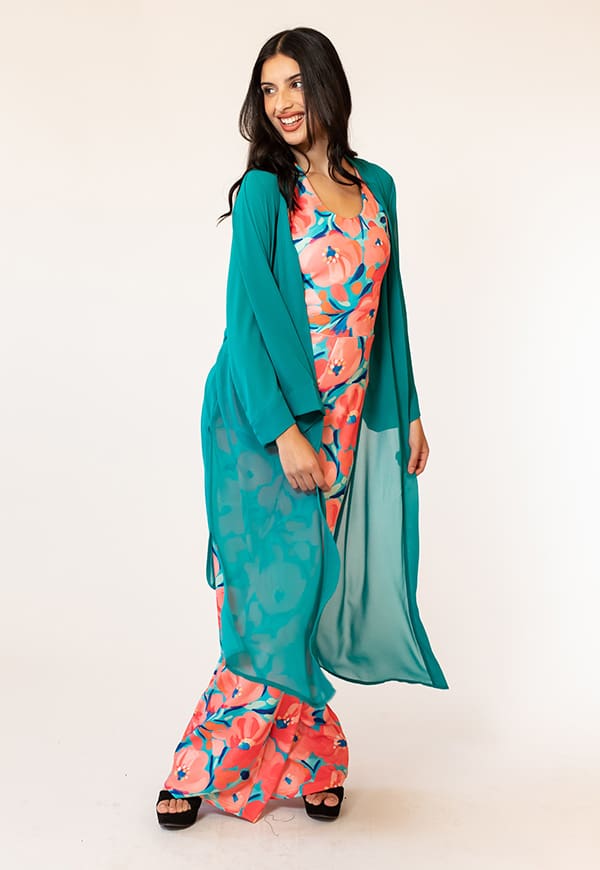 Long Turquoise Kimono Natalia Seguel