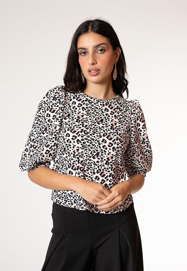 April Short Sleeve Animal Print T-shirt Pink Natalia Seguel