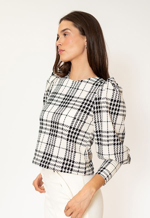 April White Plaid T-shirt by Natalia Seguel