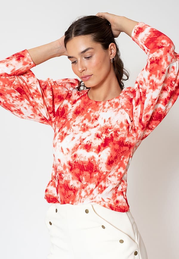 April Tiedye Coral T-shirt by Natalia Seguel