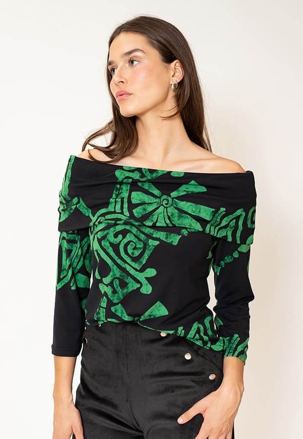 Ester Green Ethnic T-shirt by Natalia Seguel